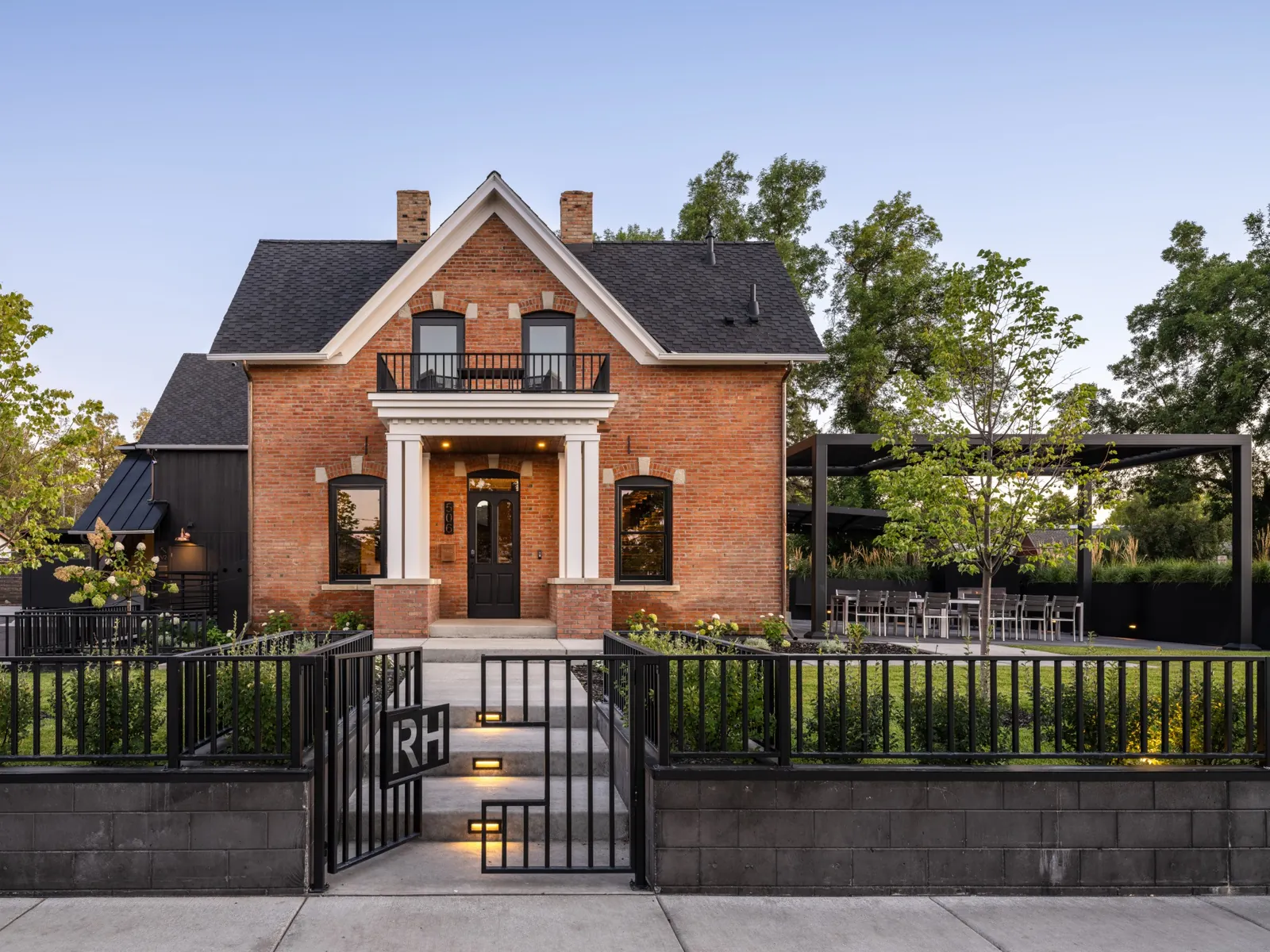 Restored brick exterior of historic Rouse House